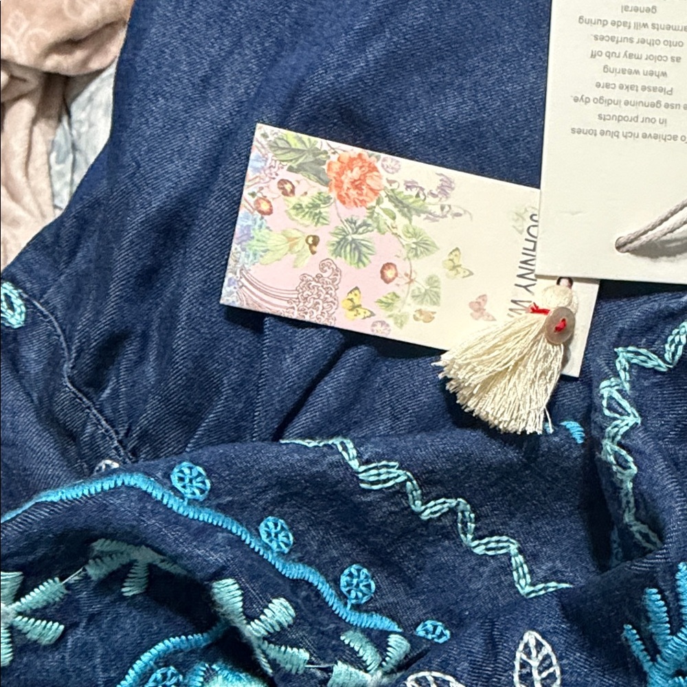 NWT Johnny Was Embroidered Blue Floral Maxi Skirt. Embellished w embroidered - Picture 11 of 11